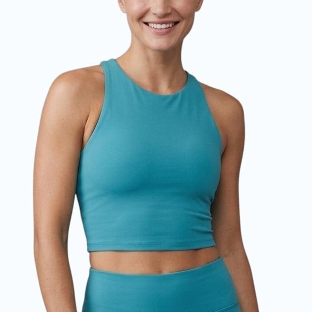 Athleta Cropped Tank Top Teal Racerback Training Women Size M NWT